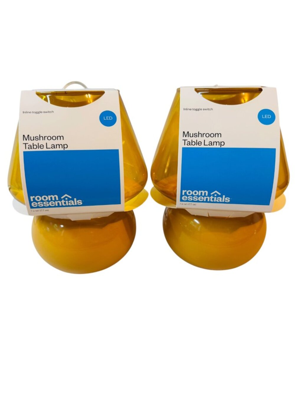 Set Of 2 Room Essentials Mushroom Table Lamps Amber LED 7-Inch Modern Design